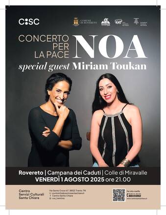Venerdì 1° agosto l’atteso concerto della israeliana Noa e della palestinese Miriam Toukan